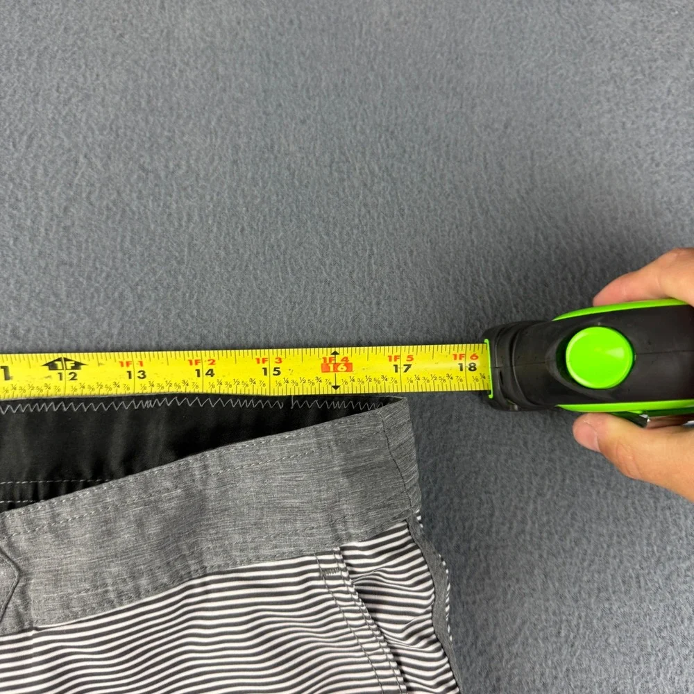 Vuori Cruise Board Shorts Men's 34 Gray Orange Striped Performance Swim Trunks